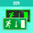 Знак E09 «Указатель двери эвакуационного выхода (правосторонний)» (фотолюм. пластик, 300х150 мм)
